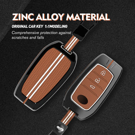 Zinc Alloy Metal Soft Silicon Key Case for Toyota Innova Hycross | Invicto | Fortuner | Innova Crysta Smart Key (3 Button Smart Key) - TAN COLOR