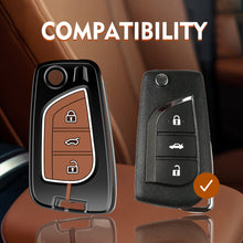 Load image into Gallery viewer, Metal Zinc Soft Silicon Key Case for Toyota Innova Crysta | Corolla Altis - 3 Button Flip Key
