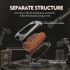 Metal Zinc Soft Silicon Key Case for Toyota Innova Crysta | Corolla Altis - 3 Button Flip Key