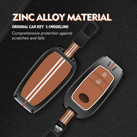 Zinc Alloy Metal Soft Silicon Key Case for Toyota Innova Hycross | Invicto | Fortuner | Innova Crysta Smart Key (3 Button Smart Key) - TAN COLOR