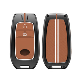 Zinc Alloy Metal Soft Silicon Key Case for Toyota Innova Hycross | Invicto | Fortuner | Innova Crysta Smart Key (3 Button Smart Key) - TAN COLOR