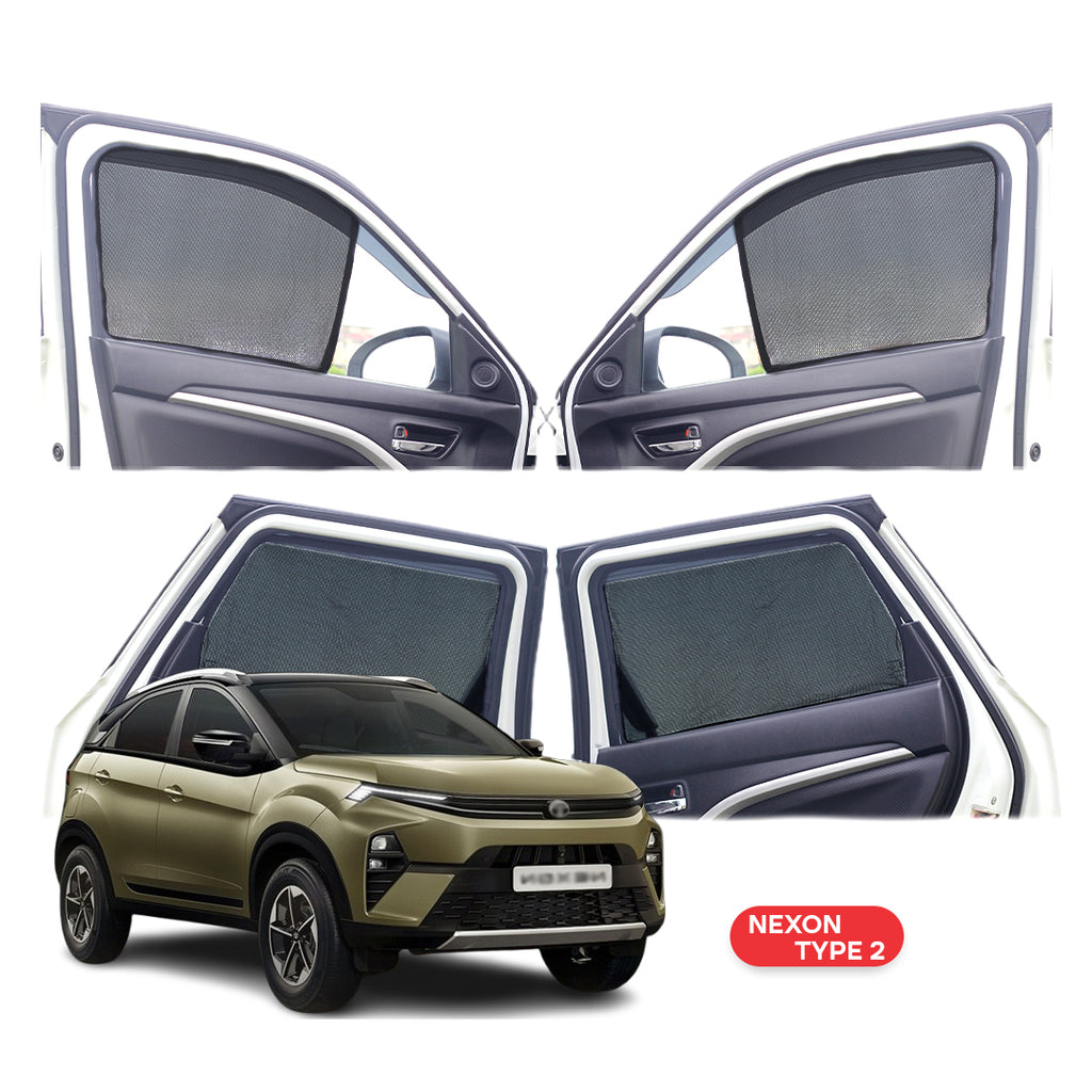 Tata Nexon Half Window Curtain/Car Sunshades - 4 Pieces