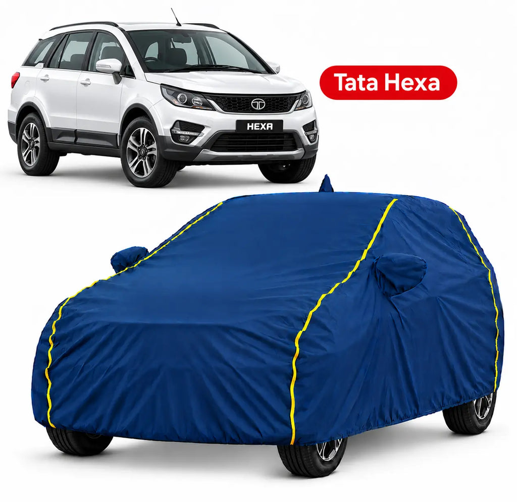 TATA Hexa Car Body Cover | All Weather Resistant | Triple Stitched with Soft Cotton Lining | Side Mirror Pocket (AERO Silver)