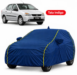 TATA Indigo Car Body Cover | All Weather Resistant | Triple Stitched with Soft Cotton Lining | Side Mirror Pocket (AERO Silver)