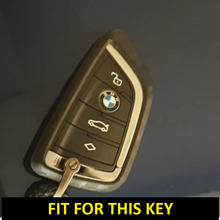 Load image into Gallery viewer, Metal Alloy Leather Key case for BMW 4 Button Smart Key (Tan Color)