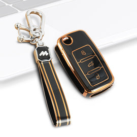 TPU Car Key Cover Fit for Skoda Rapid | Superb | Fabia | Octavia | Volkswagen Jetta | Vento | Polo | Ameo Flip Key