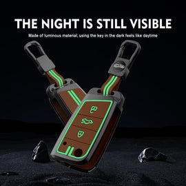 Metal Zinc Soft Silicon Key Case for Skoda Kylaq | Kushaq | Kodiaq | Slavia | Octavia | Volkswagen Tiguan | Virtus | New Polo | New Vento - (3 Button)