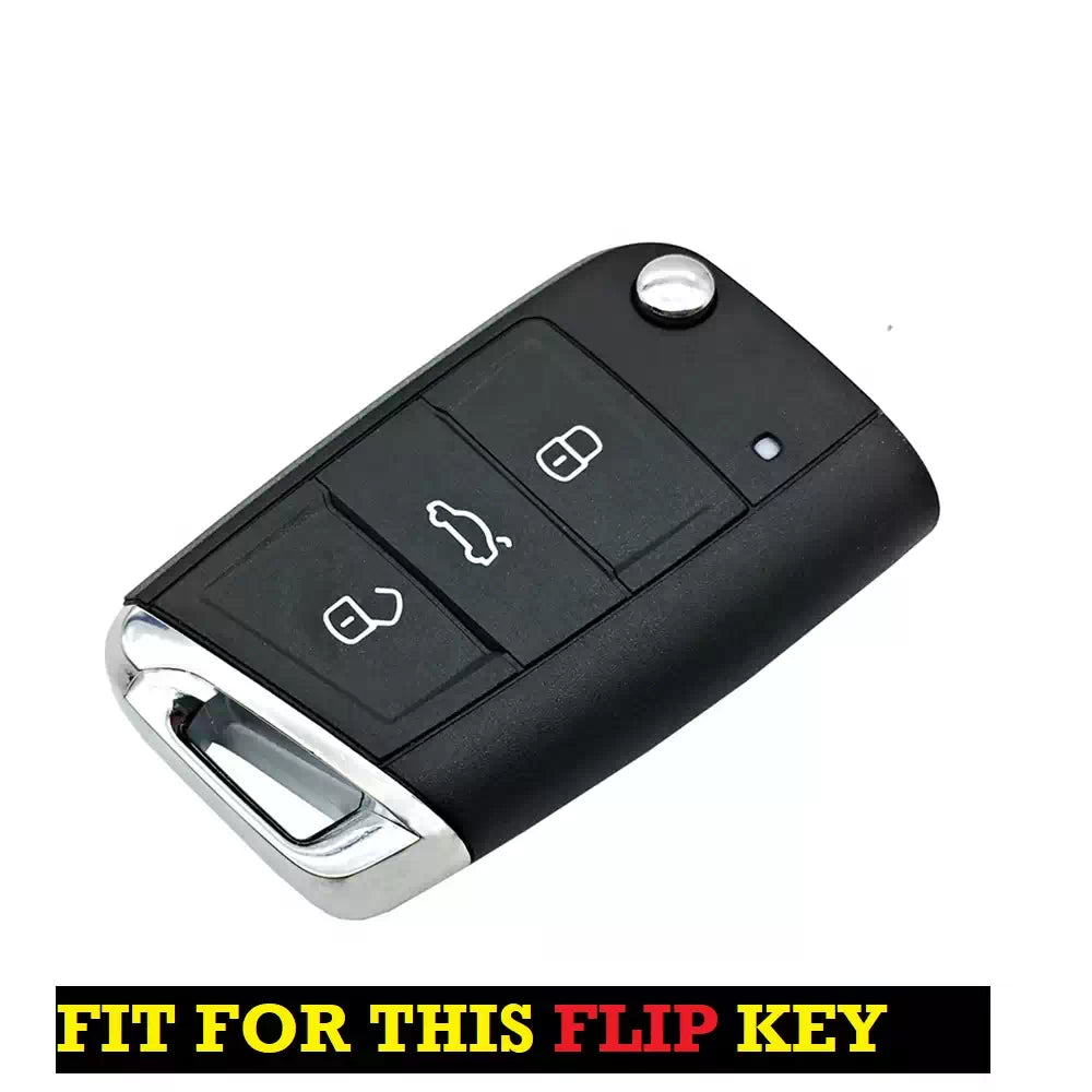 Metal Silicon Alloy Key case for Skoda/Volkswagen 3 Button Flip Key