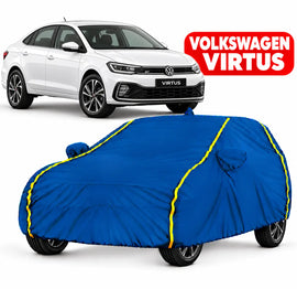 Volkswagen Virtus Car Body Cover | All Weather Resistant | Triple Stitched with Soft Cotton Lining | Side Mirror Pocket