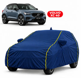 Volvo XC 40 Car Body Cover | All Weather Resistant | Triple Stitched with Soft Cotton Lining | Side Mirror Pocket (Black and Red)