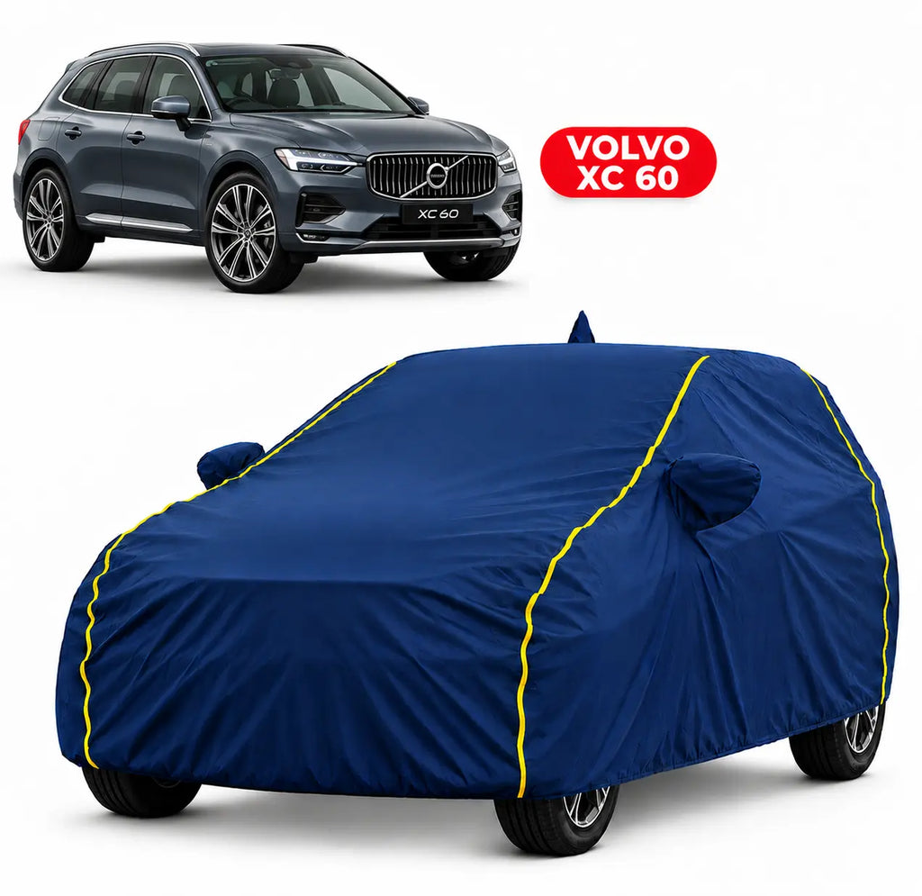 Volvo XC 60 Car Body Cover | All Weather Resistant | Triple Stitched with Soft Cotton Lining | Side Mirror Pocket (AERO Silver)
