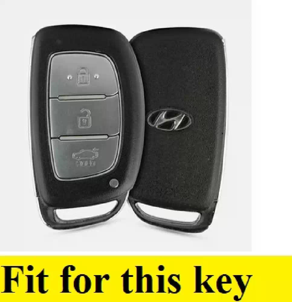 Zinc Alloy Metal Soft Silicon Key Case for Hyundai Xcent | Exter | Creta | Venue | I-20 | Aura | I-10 Grand | Tucson | Nios | Verna | Elentra (3 Button Smart Key/ NOT FIT FOR FLIP KEY)