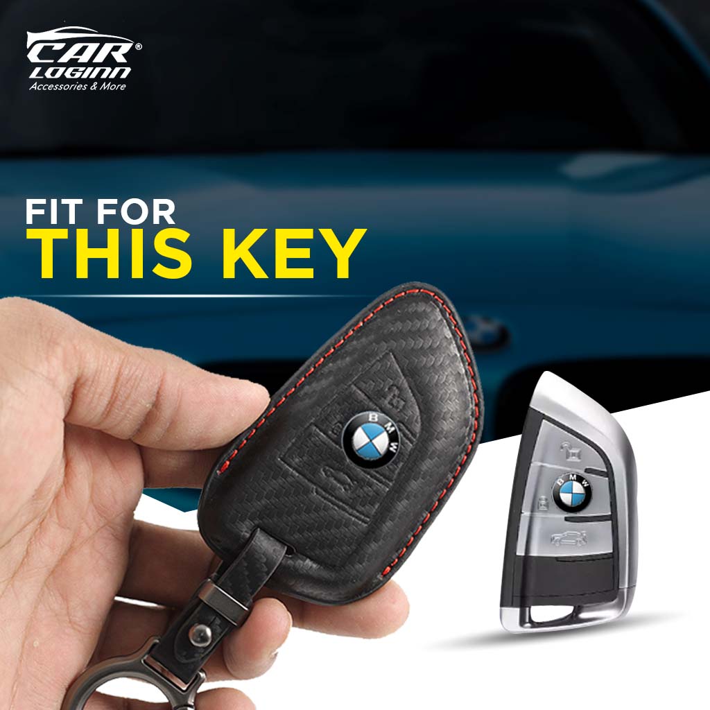 Carloginn PU-3D Leather Key Case for BMW 3 Button Smart Key