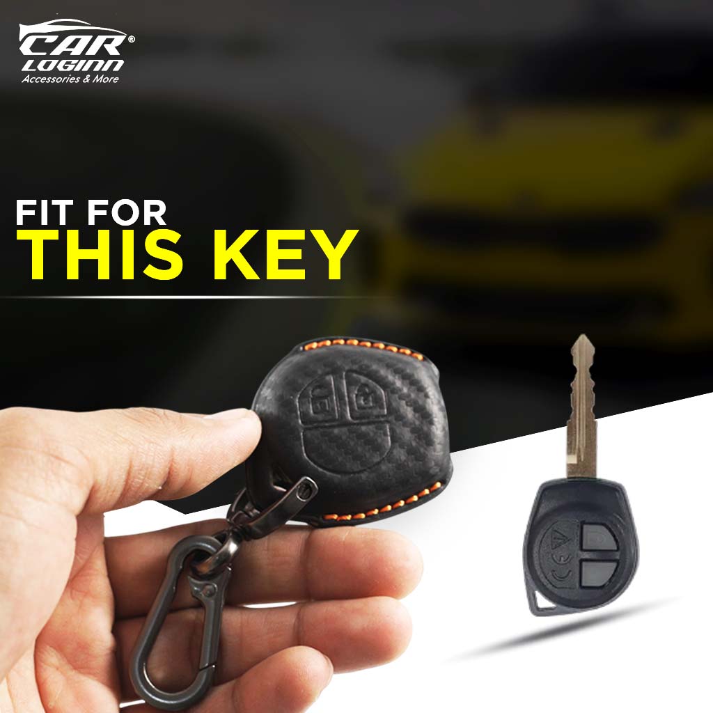 Carloginn PU-3D Leather Key Case for Maruti Suzuki 2 Button Key