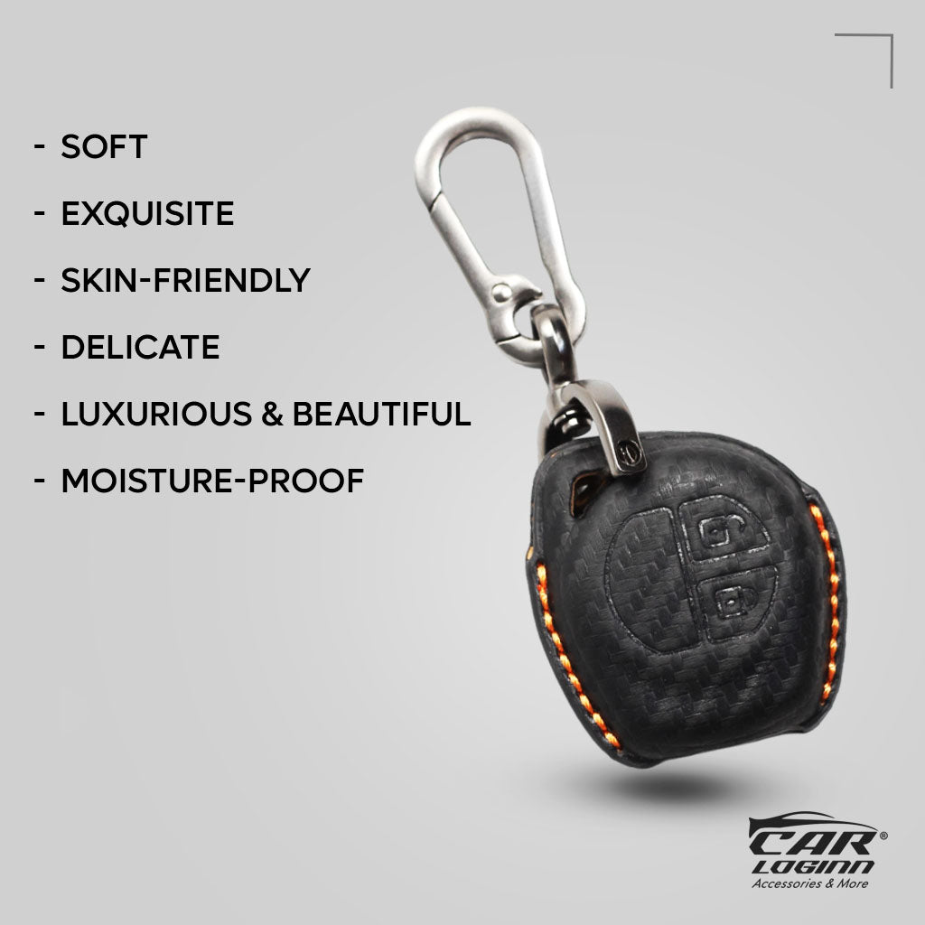 Carloginn PU-3D Leather Key Case for Maruti Suzuki 2 Button Key