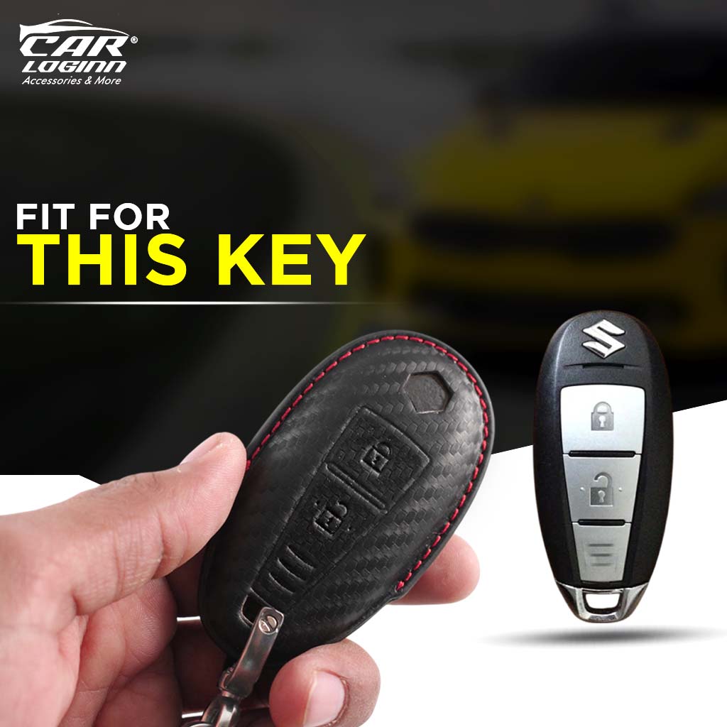 Carloginn PU-3D Leather Key Case for Maruti Suzuki 2 Button Smart Key