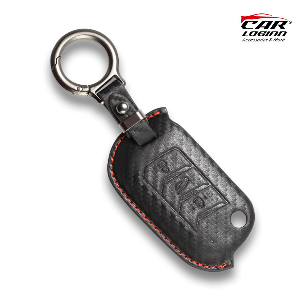 Carloginn PU-3D Leather Key Case for Mahindra 3 Button Key