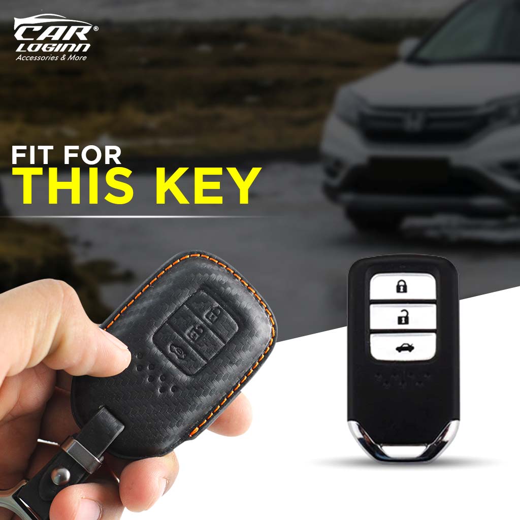 Carloginn PU-3D Leather Key Case for Honda 3 Button Smart Key