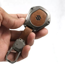 Load image into Gallery viewer, Metal Leather Key case for Maruti Suzuki  S-Presso | Baleno | Fronx | Ignis | Swift | Celerio | Ertiga | WagonR | XL 6 | Dezire | Brezza (2 Button)