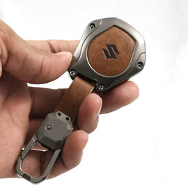 Metal Leather Key case for Maruti Suzuki  S-Presso | Baleno | Fronx | Ignis | Swift | Celerio | Ertiga | WagonR | XL 6 | Dezire | Brezza (2 Button)
