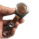 Metal Leather Key case for Maruti Suzuki  S-Presso | Baleno | Fronx | Ignis | Swift | Celerio | Ertiga | WagonR | XL 6 | Dezire | Brezza (2 Button)