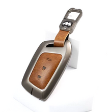 Load image into Gallery viewer, Metal Leather Key Case for MG Hector 3 Button Smart Key