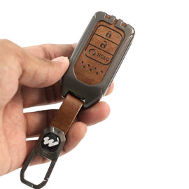 Metal Leather Key case for Honda Elevate | WR-V | Amaze | Honda city | CR-V - 3 Button