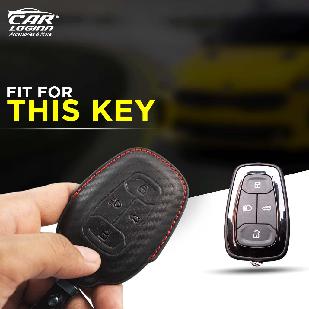 Carloginn PU-3D Leather Key Case for TATA 4 Button Smart Key