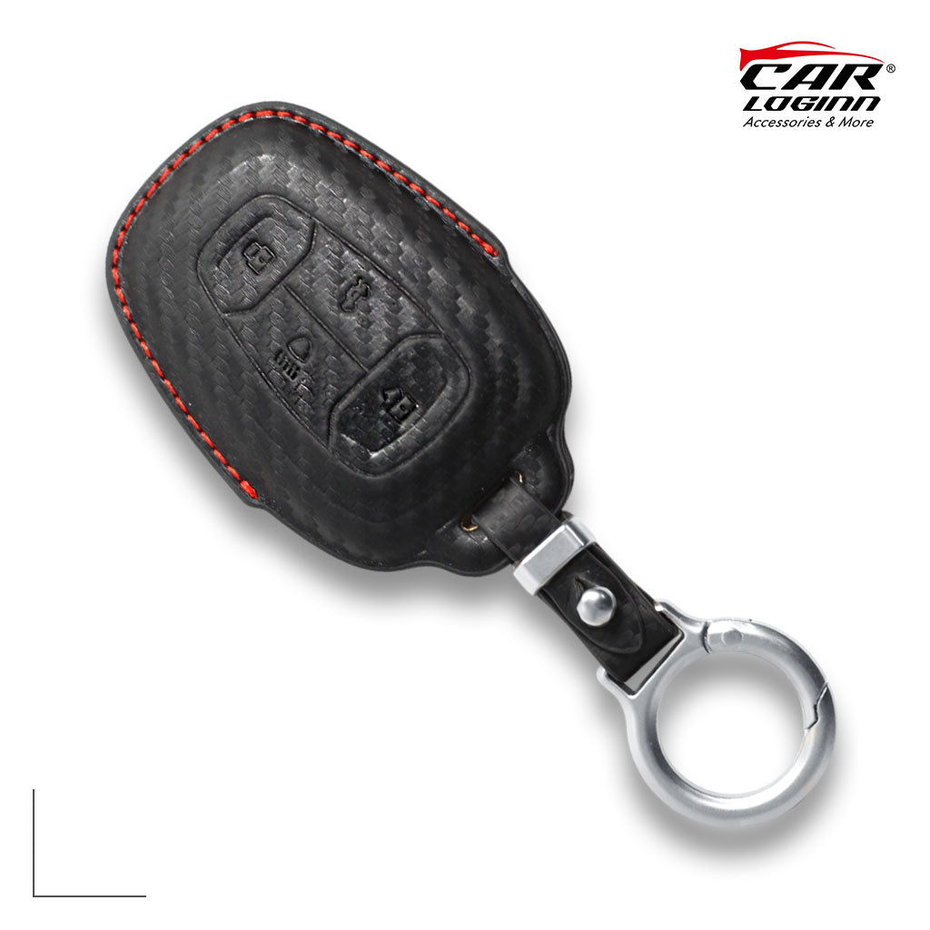 Carloginn PU-3D Leather Key Case for TATA 4 Button Smart Key