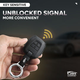 Carloginn PU-3D Leather Key Case for Hyundai Grand i10 | New Santro (2 Button Key)