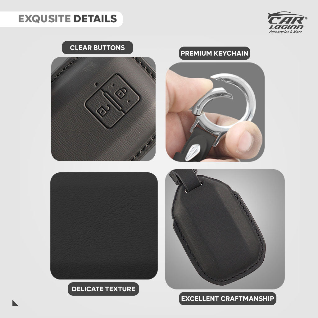 Carloginn PU-3D Leather Key Case for Maruti Suzuki 2 Button Smart Key