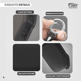 Carloginn PU-3D Leather Key Case for New Kia Seltos 2023 Facelift 3 Button Flip Key