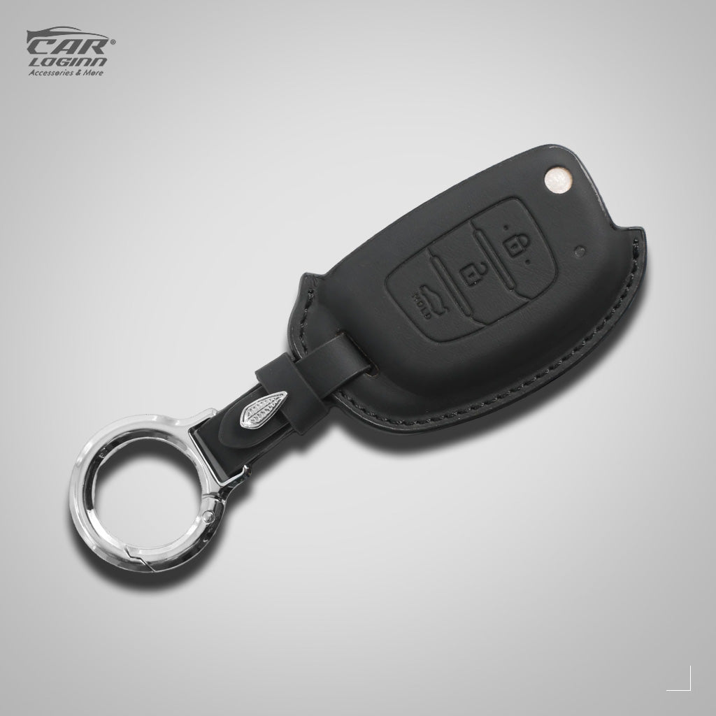 Carloginn PU-3D Leather Key Case for Hyundai 3 Button Flip Key