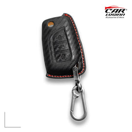 Carloginn PU-3D Leather Key Case for Toyota Innova Crysta | Corolla Altis Flip Key