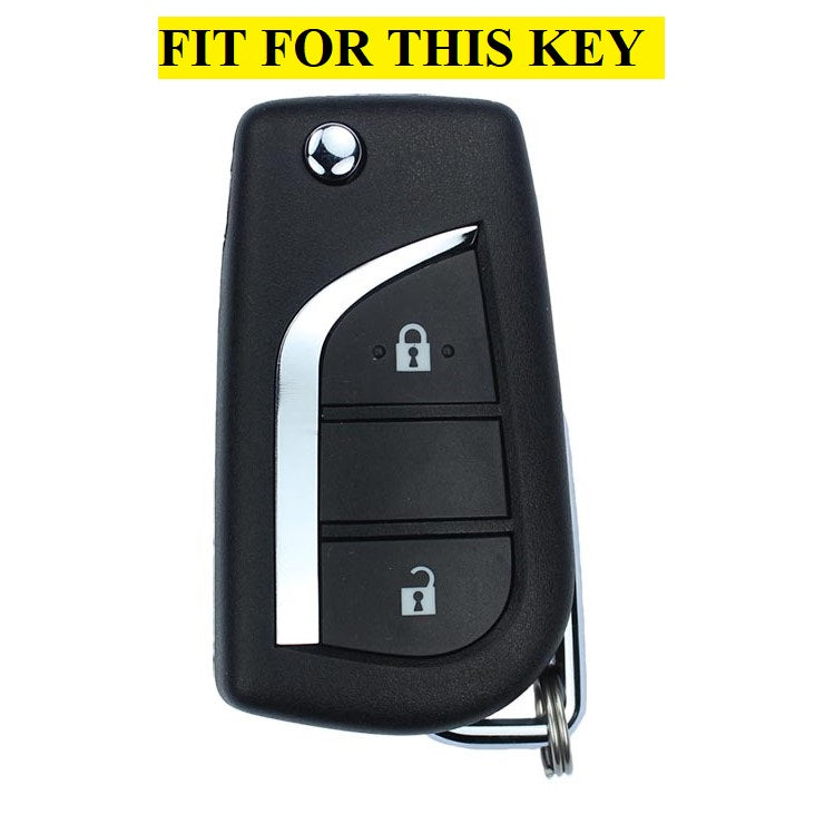 Metal Silicon Car Key Case Fit for Toyota Innova Crysta | Corolla Altis Flip Key (2 Button)