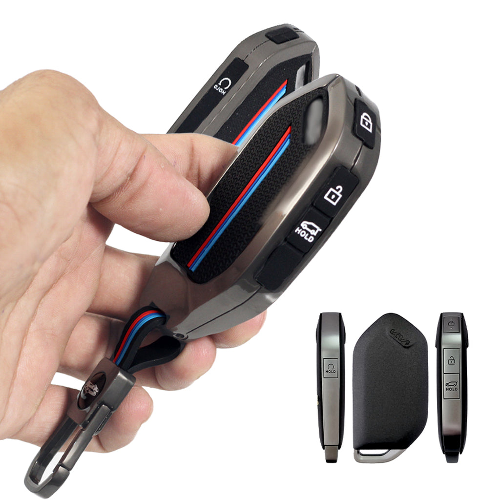 Kia Syros Luxury Premium Metal Silicon Car KeyCover ( 4 Button )