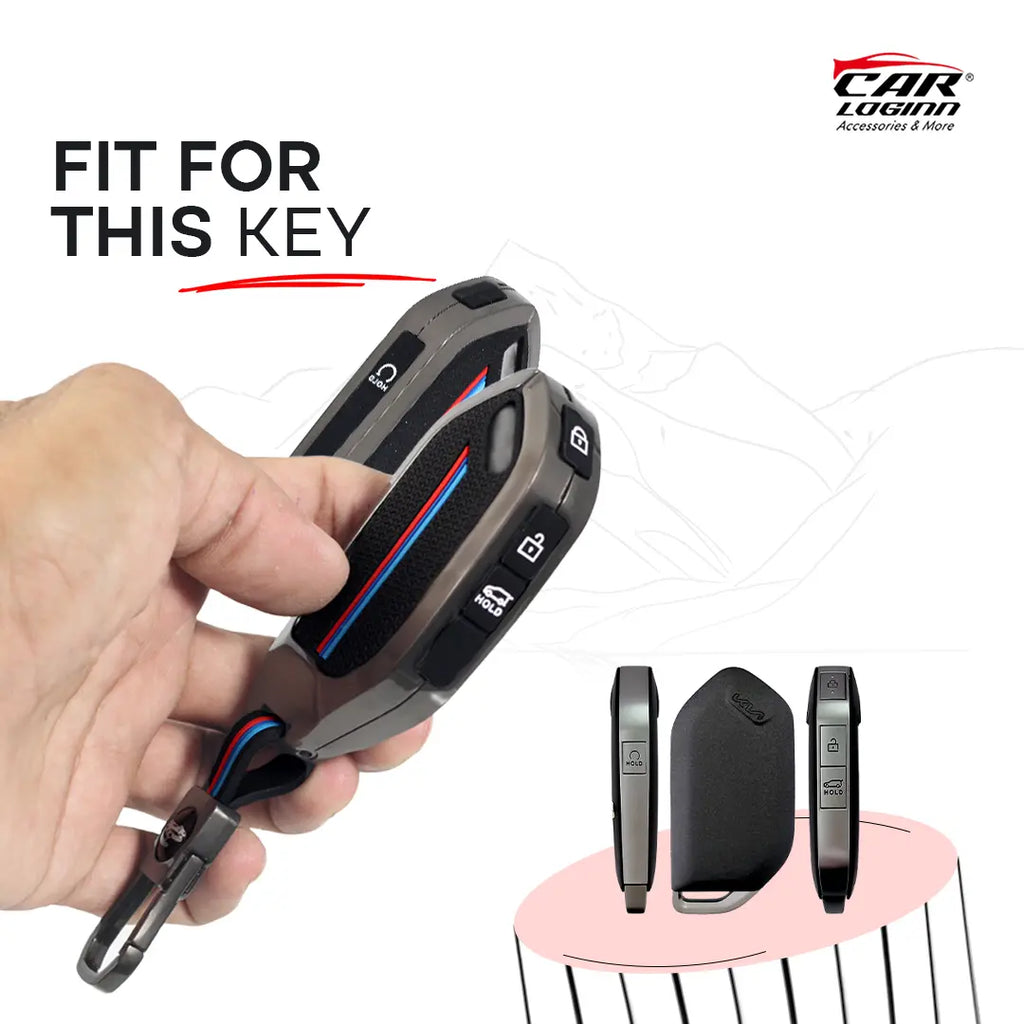 Metal Silicon Car KeyCover for New Seltos 2026 | Syros | EV6 EV9 - 4 Button Smart Key