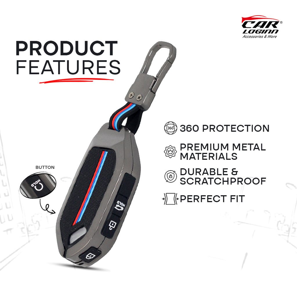 Kia Syros Luxury Premium Metal Silicon Car KeyCover ( 4 Button )