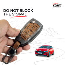 Load image into Gallery viewer, Metal Leather Car Key Case for Hyundai New i20 2023 | Verna 2020-21 | Old Verna Flip Key