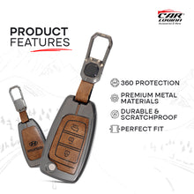 Load image into Gallery viewer, Metal Leather Car Key Case for Hyundai New i20 2023 | Verna 2020-21 | Old Verna Flip Key