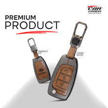 Load image into Gallery viewer, Metal Leather Car Key Case for Hyundai New i20 2023 | Verna 2020-21 | Old Verna Flip Key