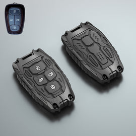 Premium Metal Black Transformer Series Soft Silicon Key Cover for Tata 4 Button Smart Key