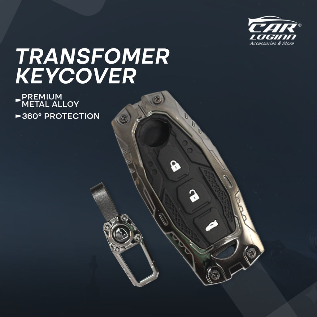Premium Metal Black Transformer Series Soft Silicon Key Cover for Nissan X-Trail | Sunny | Terrano | Magnite Smart Key