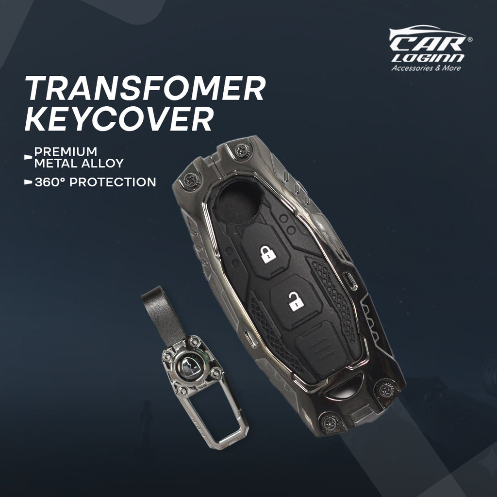 Premium Metal Black Transformer Series Soft Silicon Key Cover for Nissan Magnite 2 button Smart Key