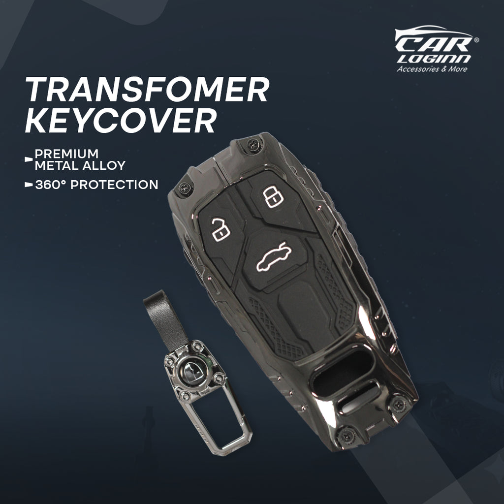 Premium Metal Black Transformer Series Soft Silicon Key Cover for New Model Audi A3 | A4 | A5 | Q3 | Q7 | Q5 | Q8