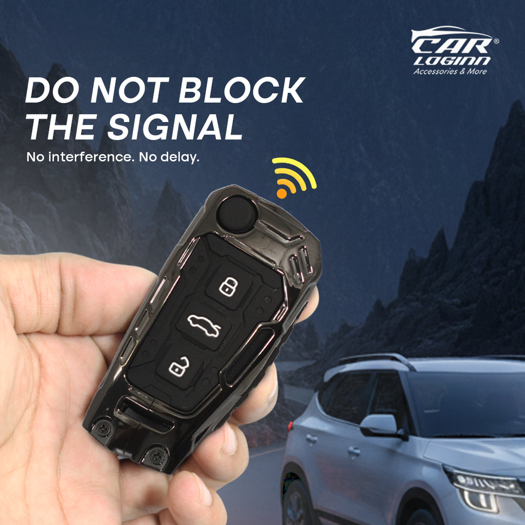 Premium Metal Black Transformer Series Soft Silicon Key Cover for Audi A3 | A6 | Q3 | Q5 | Q7 - Flip key