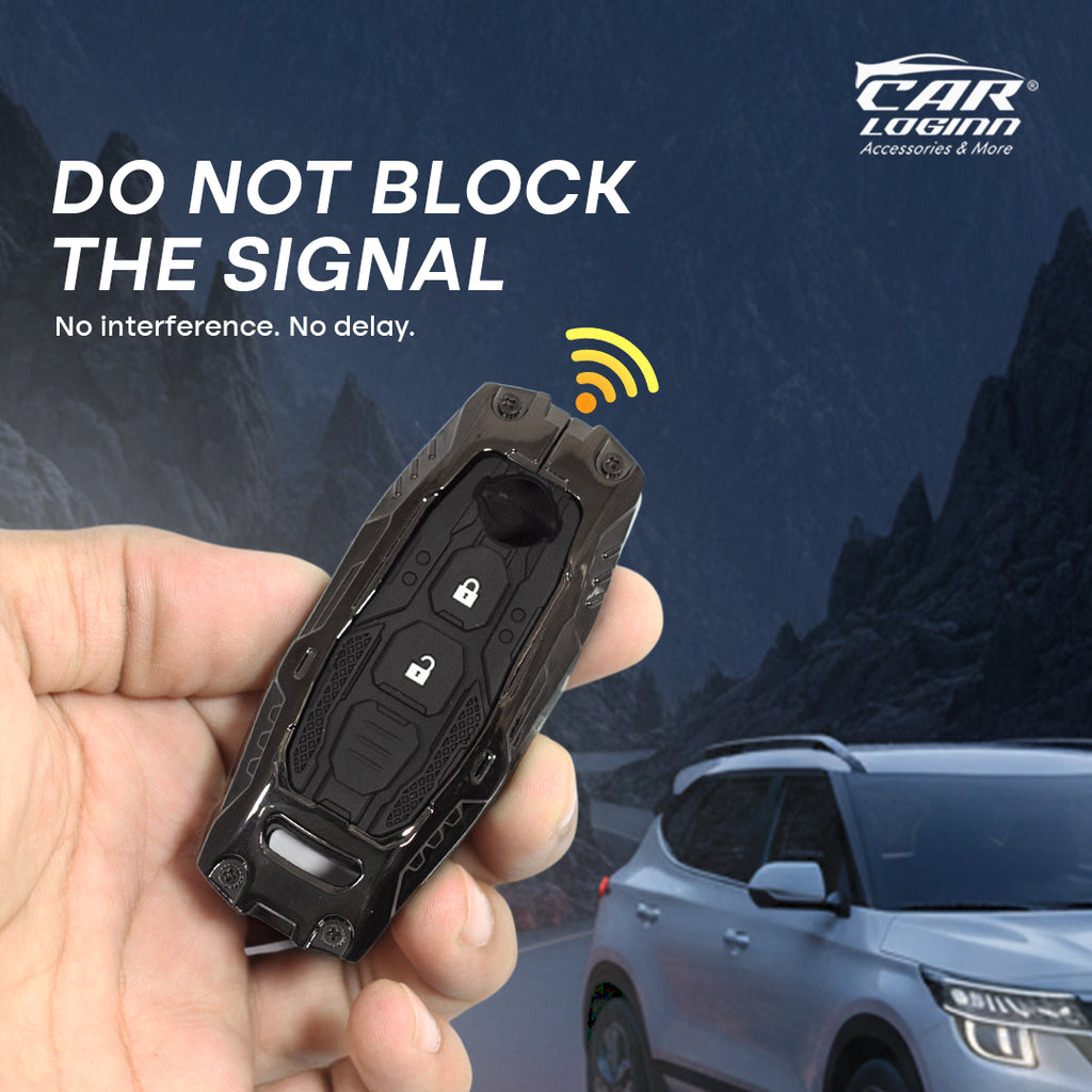 Premium Metal Black Transformer Series Key Cover for Nissan Magnite | Kicks - 2 button Smart Key