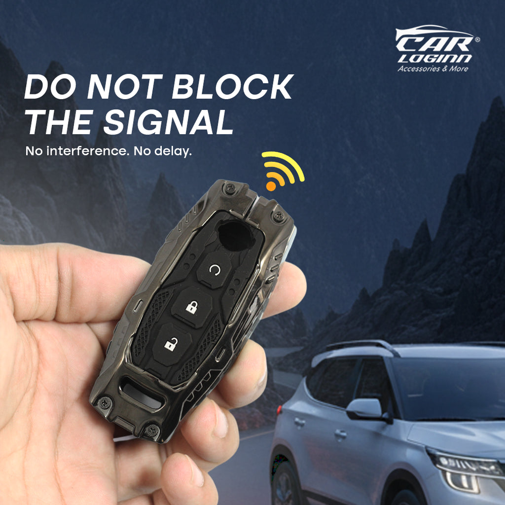 Premium Metal Black Transformer Series Soft Silicon Key Cover for Nissan Magnite 3 button Smart Key