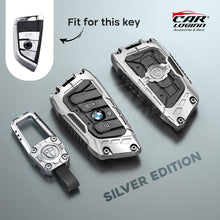 Load image into Gallery viewer, Premium Metal Black Transformer Series Soft Silicon Key Cover for BMW 3 Button Smartkey