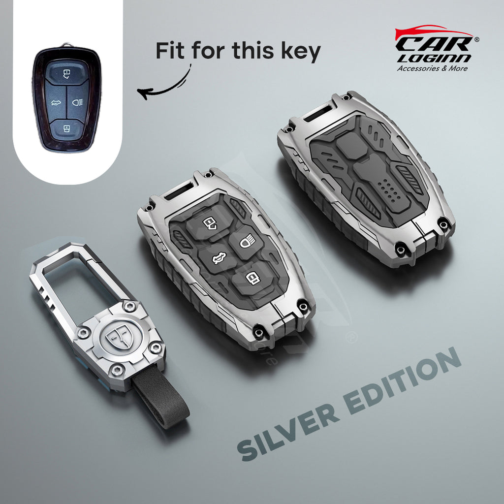 Premium Metal Black Transformer Series Soft Silicon Key Cover for Tata 4 Button Smart Key